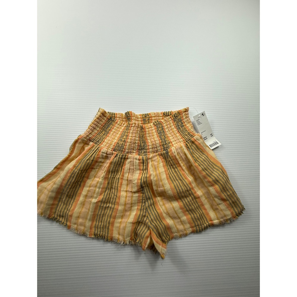 Out From Under Urban Outfitters Orange Striped Smocked Waist Shorts‎ Small NEW